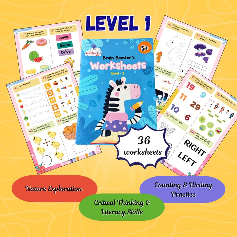 AmbitionKids Brain Booster Activity Book Set for Kids Age 5+ | Fun Puzzles, Shapes, Colors, Matching & Logic Games | Educational Workbook Gift for Toddlers & Preschoolers (Set of 3) - Image 6