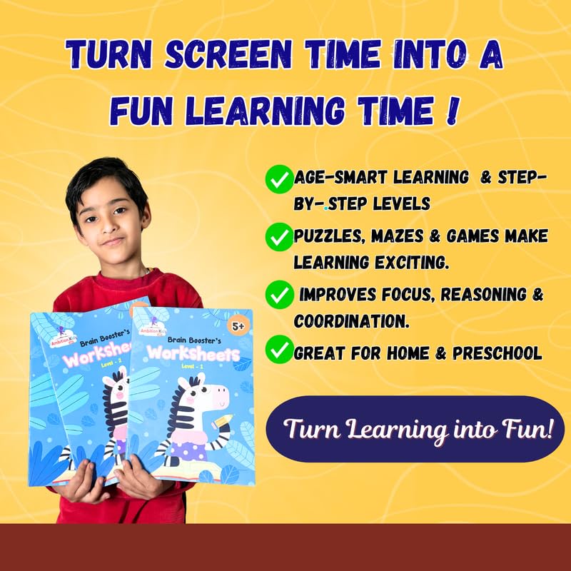 AmbitionKids Brain Booster Activity Book Set for Kids Age 5+ | Fun Puzzles, Shapes, Colors, Matching & Logic Games | Educational Workbook Gift for Toddlers & Preschoolers (Set of 3) - Image 3