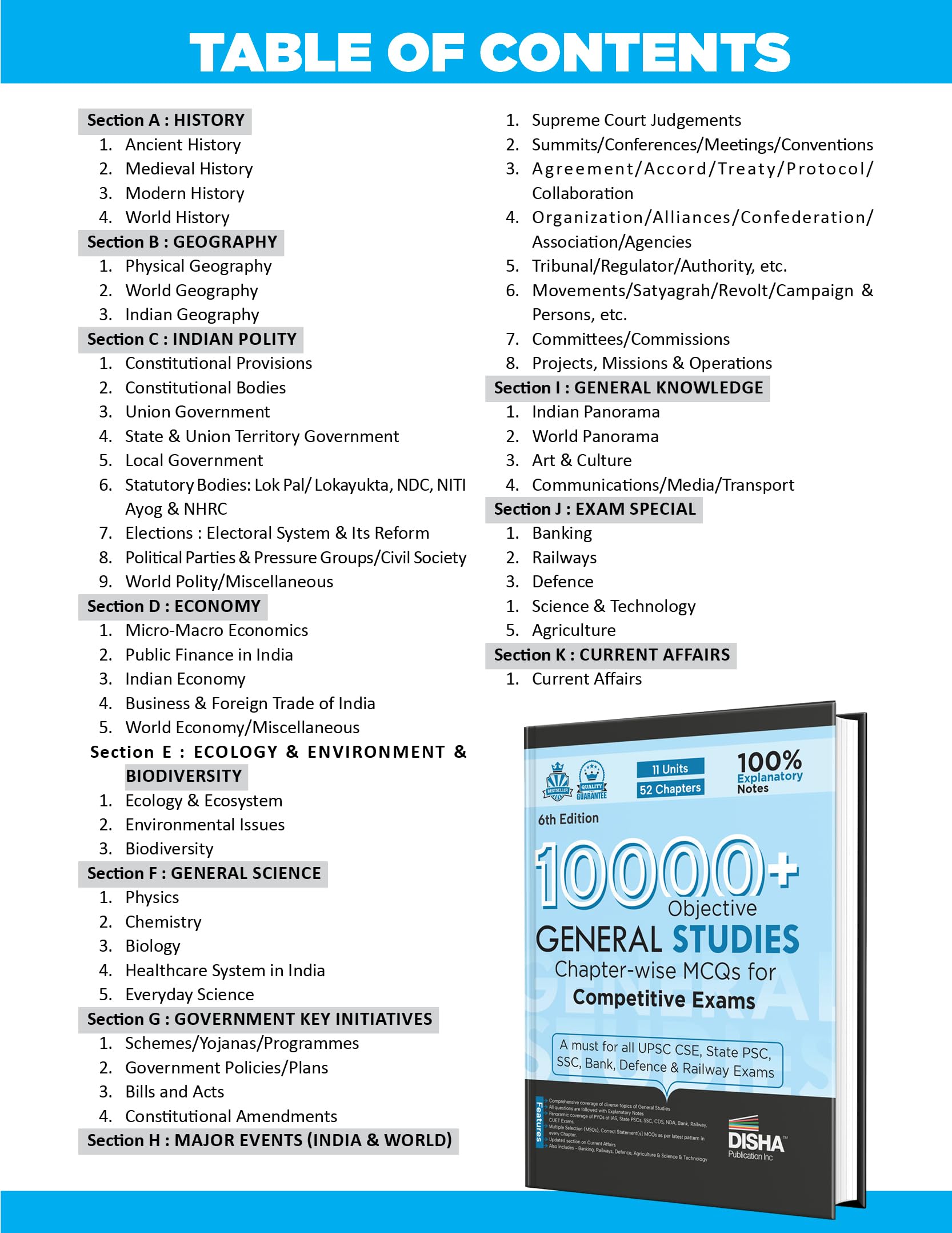 Disha 10000+ Objective General Studies Chapter-wise MCQs for Competitive Exams 6th Edition | Previous Year GS PYQs Question PYQs Bank with 100% Explanatory Notes | General Knowledge & Current Affairs - Image 6