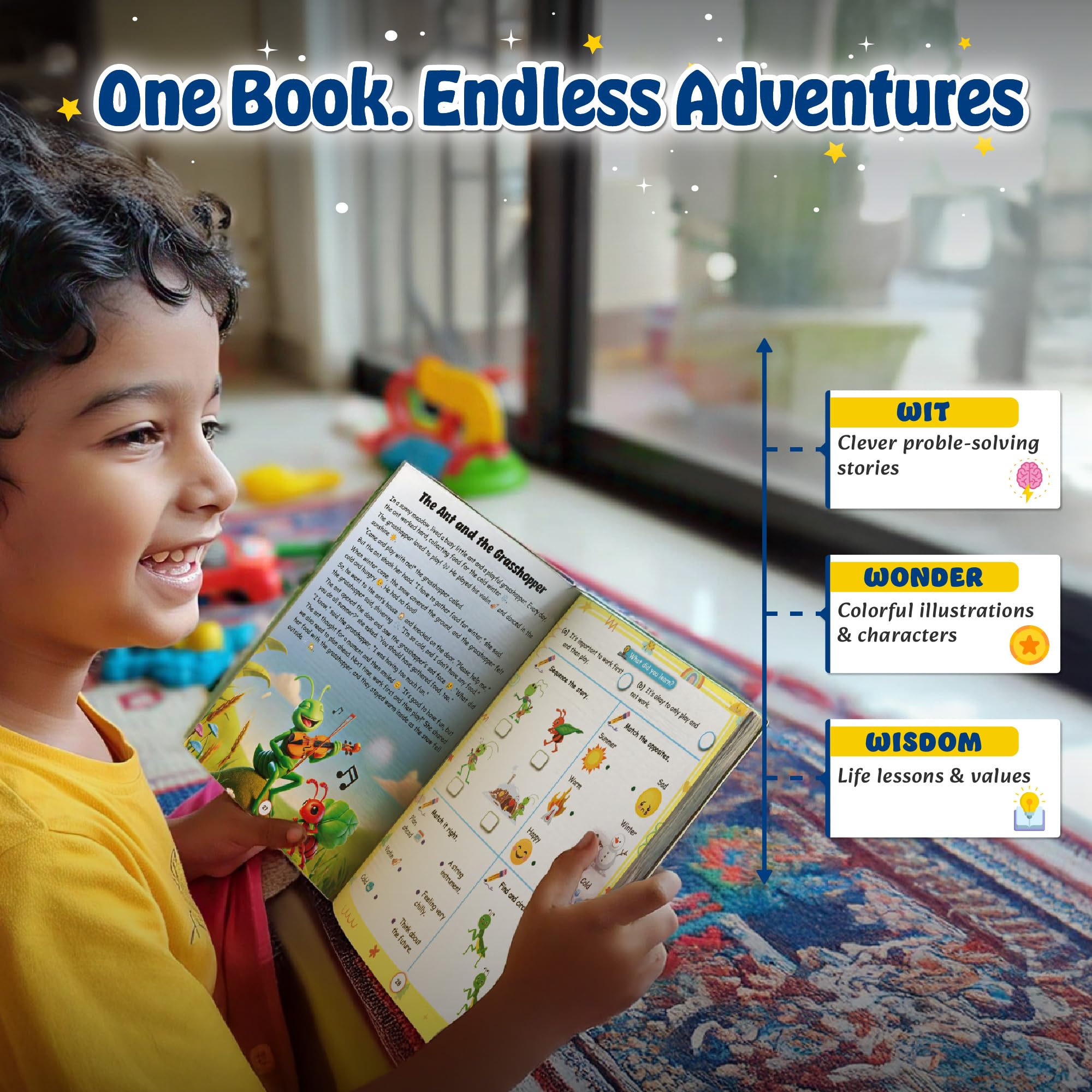 100+ Panchatantra Stories for Kids Ages 3–8 | Moral Tales in English with 500+ Story-Linked Activities | Includes 'The Lazy Donkey', 'Monkey and the Cats' & More | Illustrated Story Book - Image 4