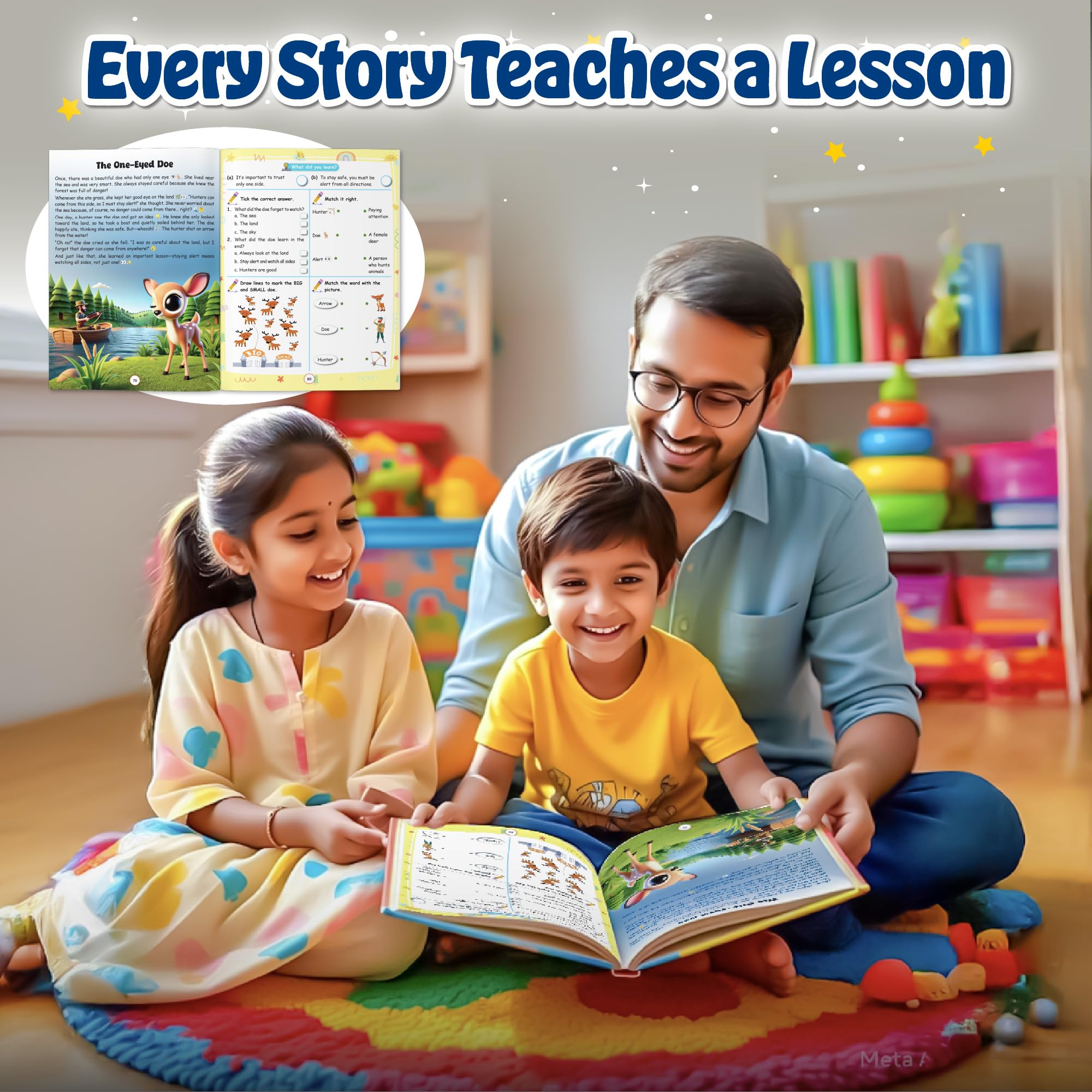 100+ Panchatantra Stories for Kids Ages 3–8 | Moral Tales in English with 500+ Story-Linked Activities | Includes 'The Lazy Donkey', 'Monkey and the Cats' & More | Illustrated Story Book - Image 3